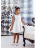 White Satin Knee Length Simple Flower Girl Dress White Satin Knee Length Simple Flower Girl Dress